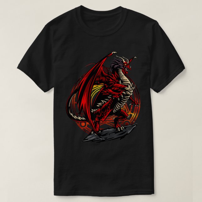 Camiseta Red Dragon Fantasy Monster Tabletop Adventure D20 (Frente do Design)