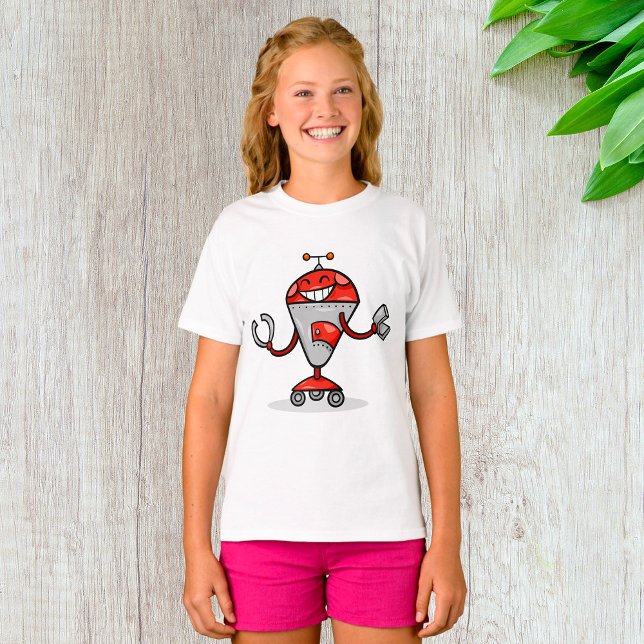 Camiseta Red e Silver AI Bot do Retro Robot (Criador carregado)