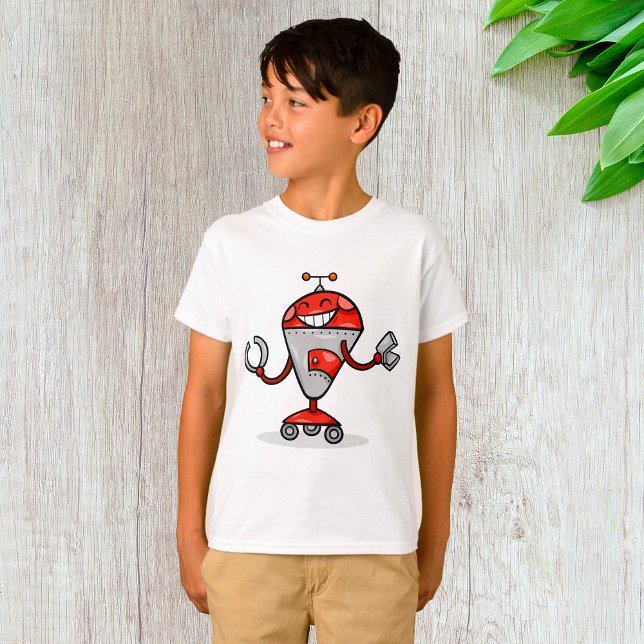 Camiseta Red e Silver AI Bot do Retro Robot (Criador carregado)