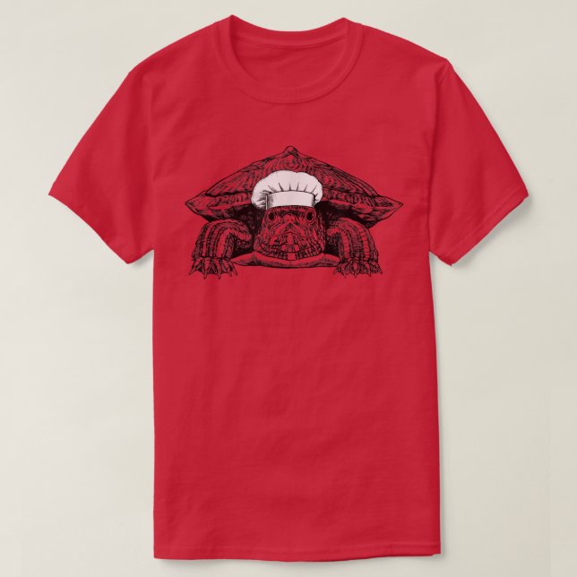 Camiseta Red Eared Slider Turtle Animal Chef Funny Cooking  (Frente do Design)