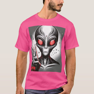 Camiseta Red Eyed Et Jogando O Sinal De Paz