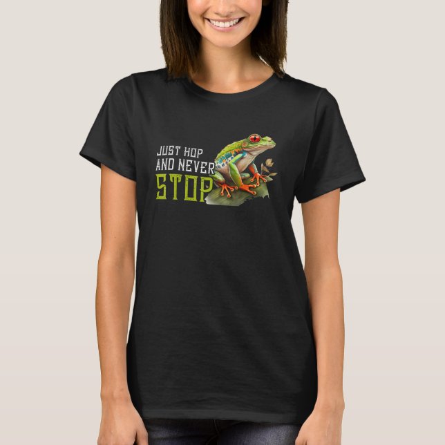 Camiseta Red Eyed Tree Frog Hop And Never Stop Rainforest A (Frente)