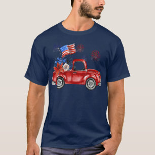 Camiseta Red Farm Truck Farmer Girl Patriotic 4th of July
