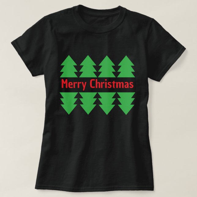 Camiseta Red Felry Natal Simples Árvore Verde Design Preto (Frente do Design)
