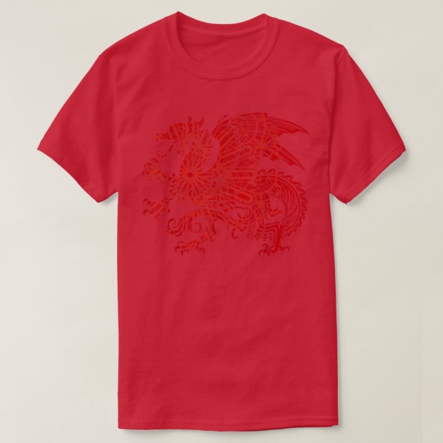 Camiseta Red Fierce Dragon com Asas Perfuradas e Mandala Dr (Frente do Design)
