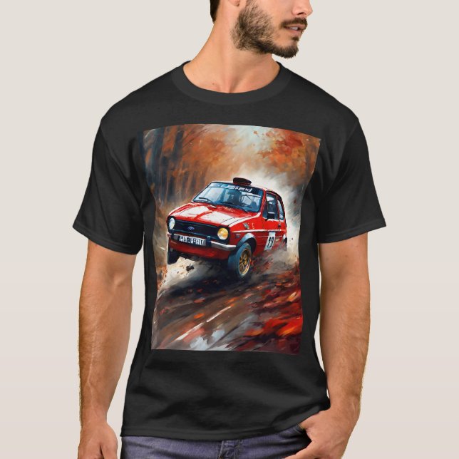 Camiseta Red Fiesta Rally Car: Correndo através do Palco (Frente)