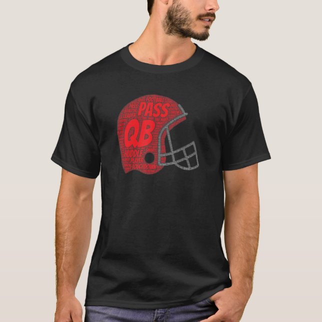 Camiseta Red Football Helmet for QB  Quarterback Player (Frente)
