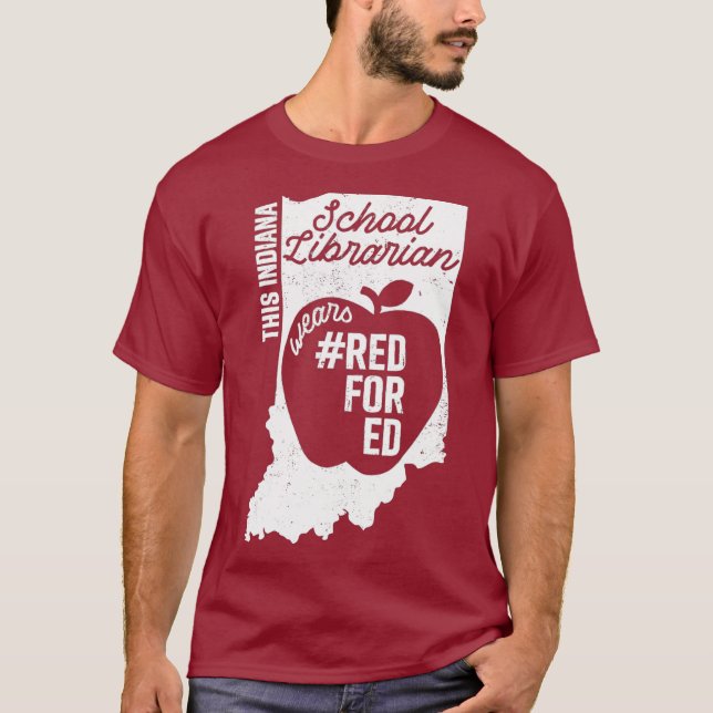 Camiseta Red For Ed Indiana School Librarian Estado (Frente)