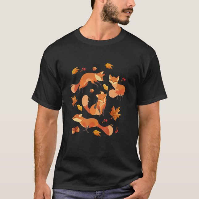 Camiseta Red Forest Fox Baby Animal Autumn Fall Leaves (Frente)