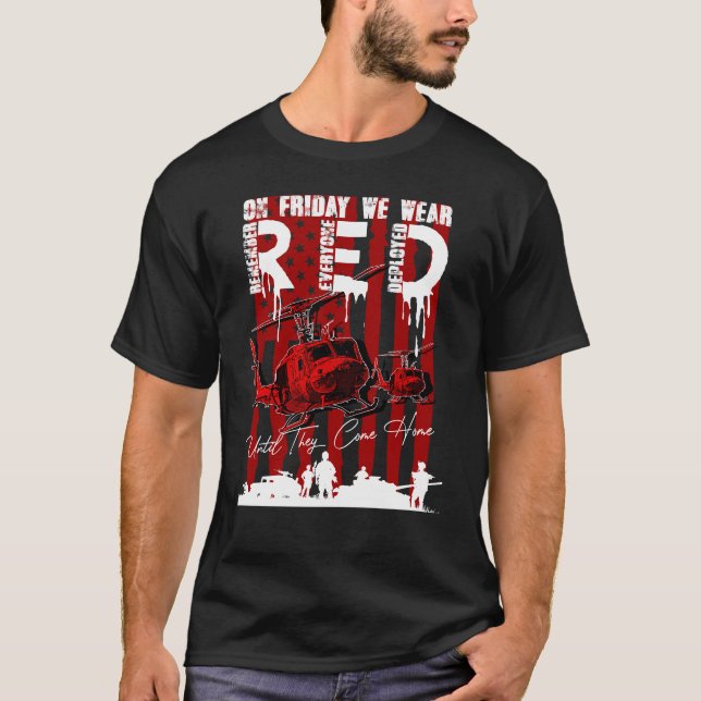 Camiseta RED Friday Lembre-se de todos os que implantaram o (Frente)