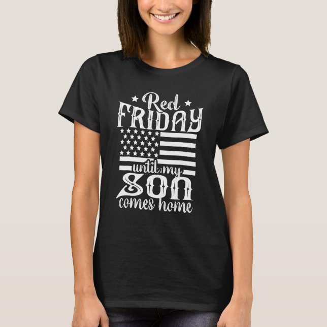 Camiseta Red Friday Support Son American Flag Heart Militar (Frente)