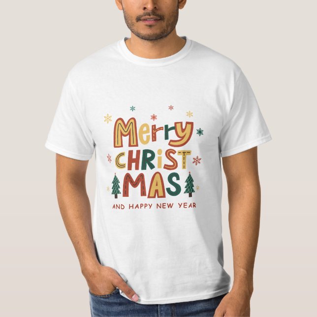 Camiseta Red, Green and Yellow Illustrative Christmas  (Frente)