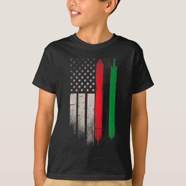 Camiseta Red Green Black History American African Flag 1 (Frente)
