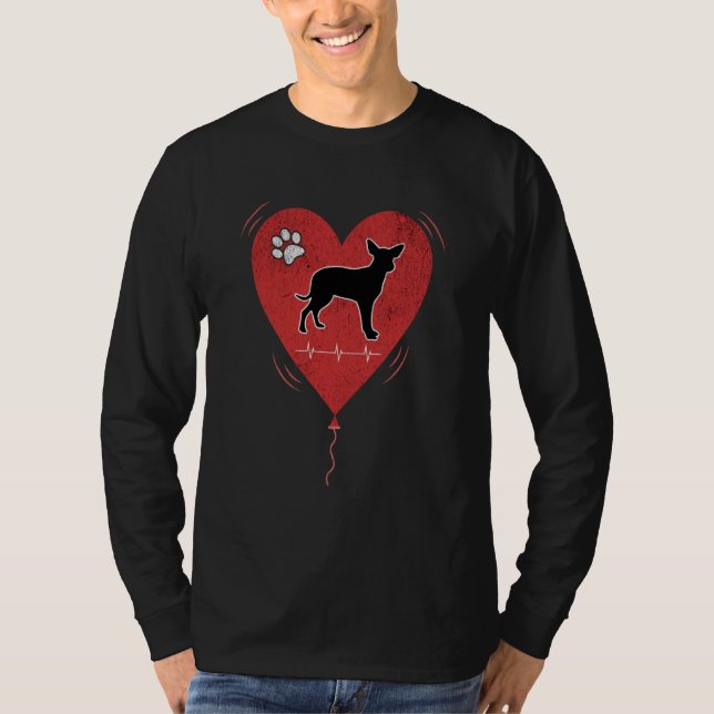 Camiseta Red Grunge Heart Chihuahua Love Heartbeat Valentin (Frente)