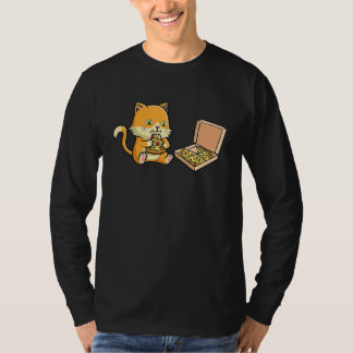 Camiseta Red hair cat devours delicious pizza with relish c