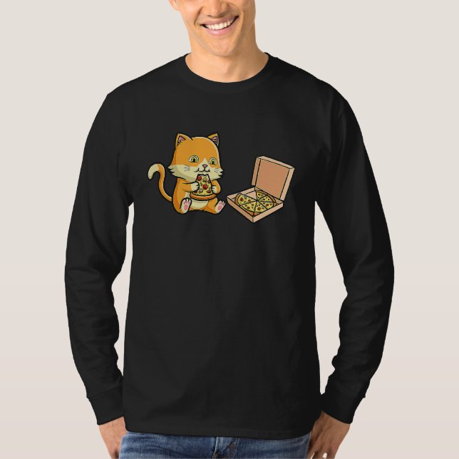 Camiseta Red hair cat devours delicious pizza with relish c (Frente)