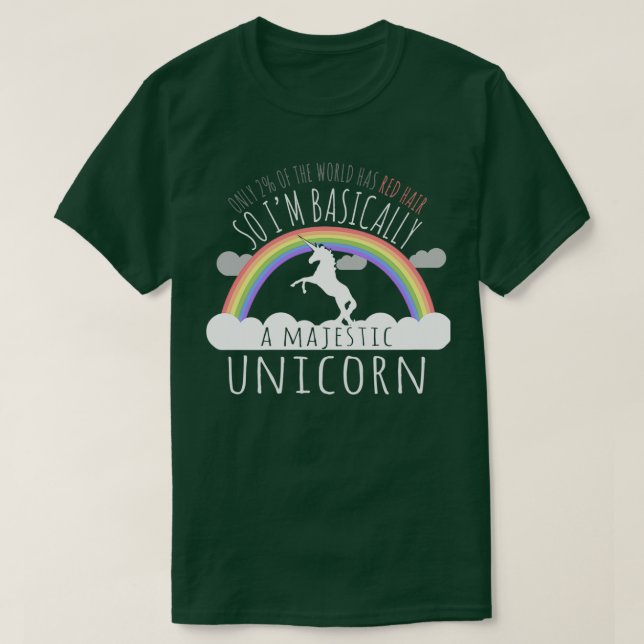 Camiseta Red Hair Majestic Unicorn Funny Redhead 2 (Frente do Design)