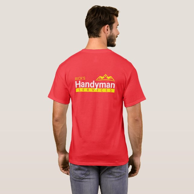 Camiseta Red Handyman Business Mens T-Shirt - Empresa domés (Parte Traseira Completa)