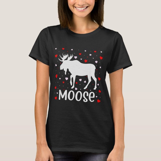 Camiseta Red Heart Cud Love Graphic Moose Lover Valentine D (Frente)