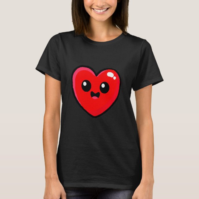 Camiseta Red Heart Funny Cute Design For Men Women Husband  (Frente)