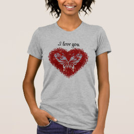 Camiseta Red heart glitter butterfly