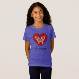Camiseta Red heart glitter butterfly