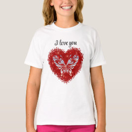 Camiseta Red heart glitter butterfly