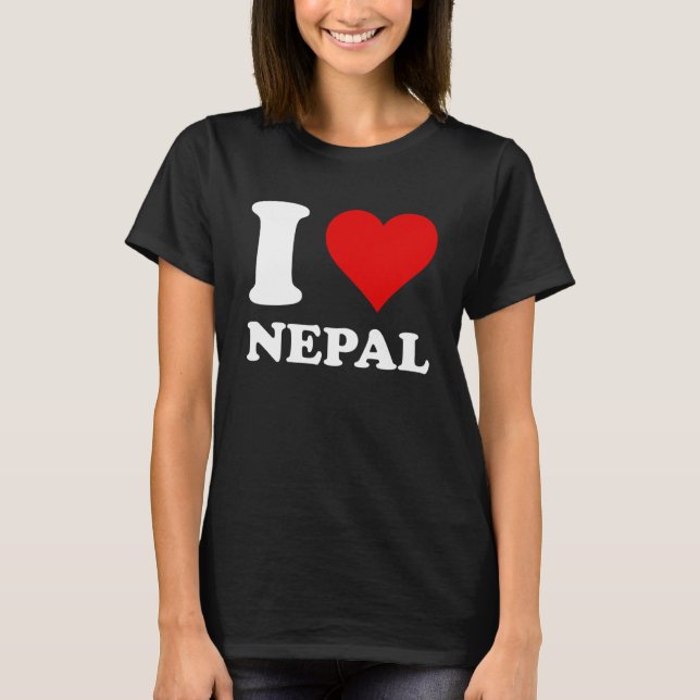 Camiseta Red Heart I Love Nepal (Frente)