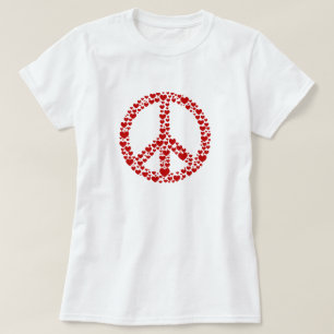 Camiseta Red Hearts Peace Sign T-Shirt