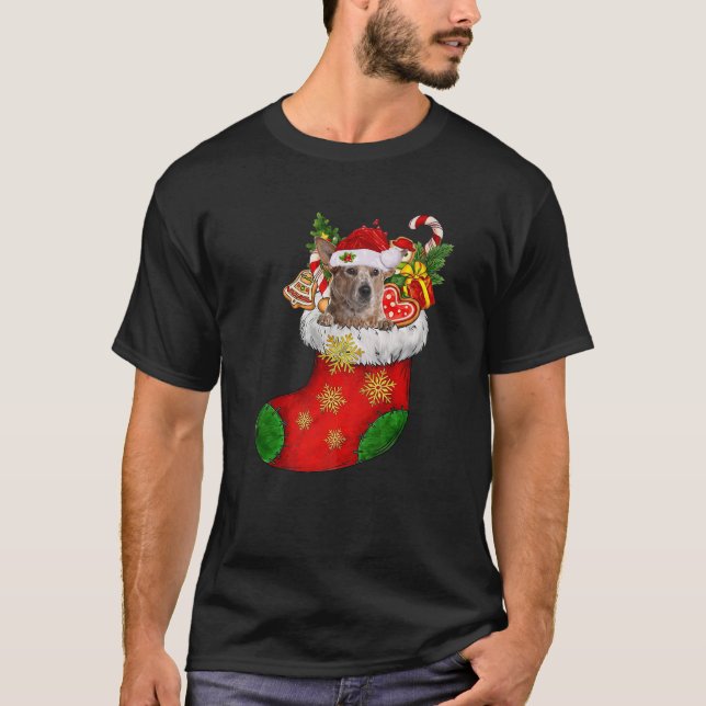 Camiseta Red Heeler Em Sock Christmas Santa Hat Xmas Dog Lo (Frente)