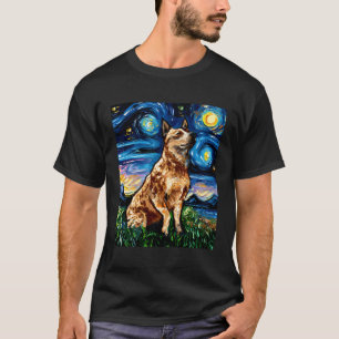 Camiseta Red Heeler Starry Night Cattle Arte Colorida Por