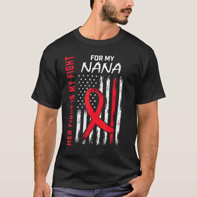 Camiseta Red Her Fight is my Fight Nana Heart Disease Aware (Frente)