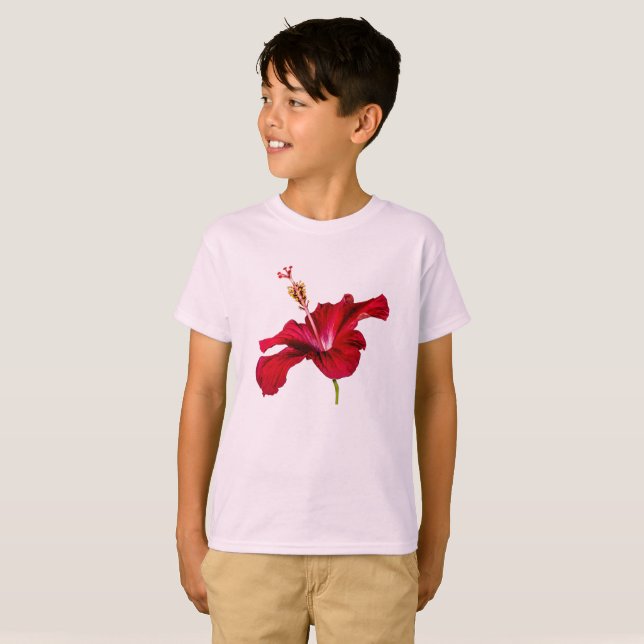 Camiseta Red Hibiscus Flower Vista Kid (Frente Completa)