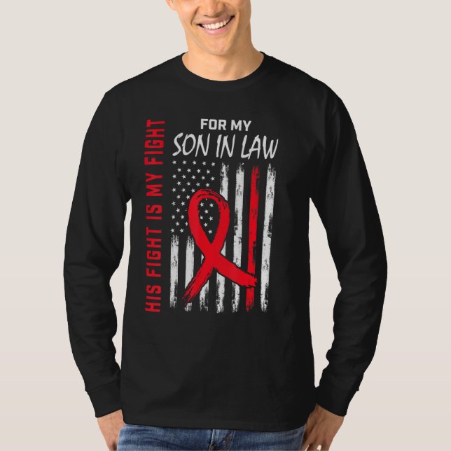 Camiseta Red His Fight Son In Law Heart Disease Awareness F (Frente)