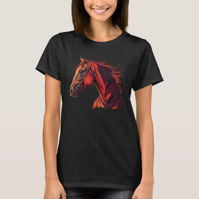 Camiseta Red Horse  Horseback Riding Equestrian Cowgirl Fun (Frente)