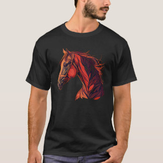 Camiseta Red Horse  Horseback Riding Equestrian Cowgirl Fun