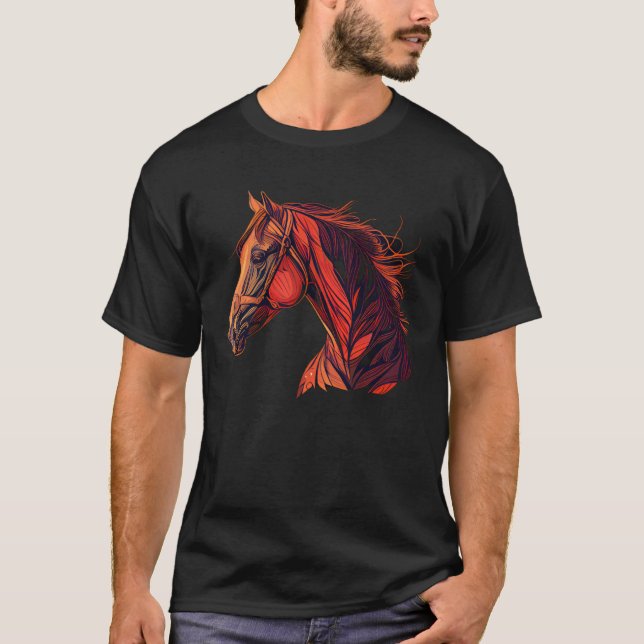 Camiseta Red Horse  Horseback Riding Equestrian Cowgirl Fun (Frente)
