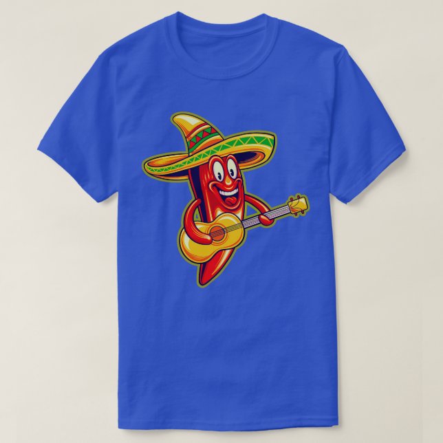 Camiseta Red Hot Chili sombrero vihuela Cinco De M (Frente do Design)