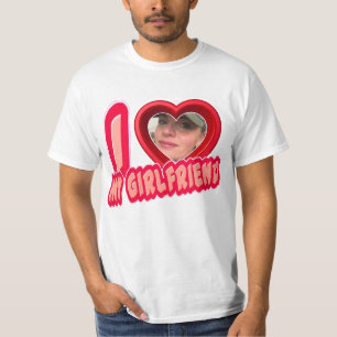 Camiseta Red I Love My Namorada Foto Personalizada
