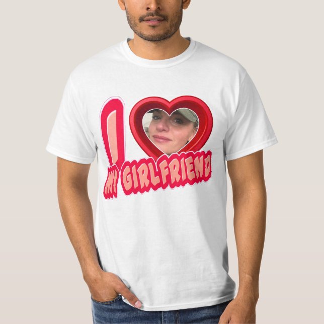 Camiseta Red I Love My Namorada Foto Personalizada (Frente)
