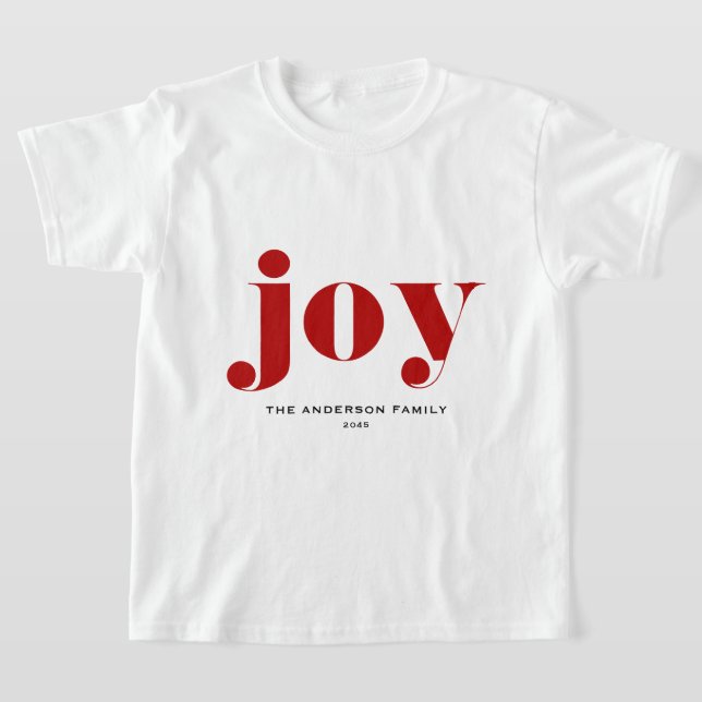 Camiseta Red JOY Bold Typografia Moderna Natal (Postura )