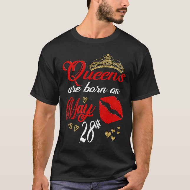 Camiseta Red Lábios Queens são Nasceres no dia 28 de maio (Frente)