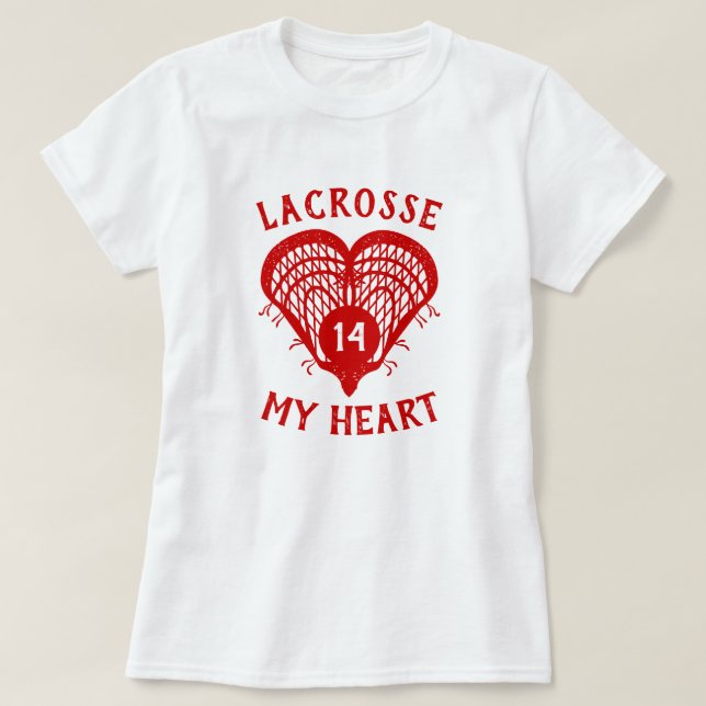 Camiseta Red Lacrosse My Heart T-Shirt (Frente do Design)