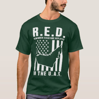 Camiseta RED Lembre-se de Todos Implantados nos Emirados Ár