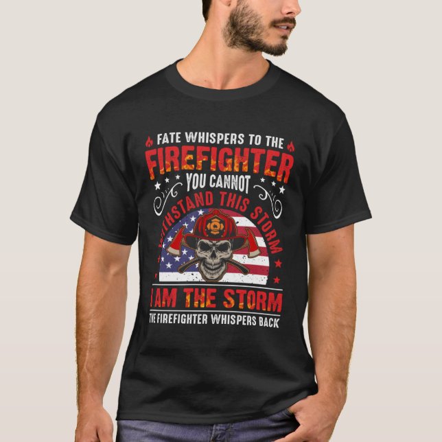 Camiseta Red Line American Flag  Cool Firefighter Plus Size (Frente)