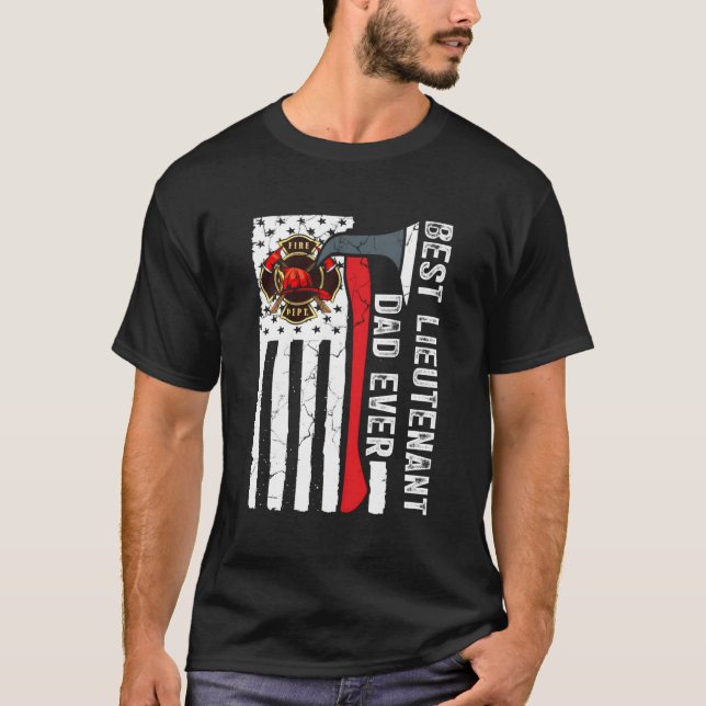 Camiseta Red Line Pai American Flag Fire Tenente Firefig (Frente)