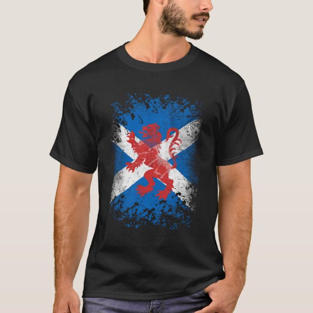 Camiseta Red Lion Rampant e Scottish Flag (Frente)