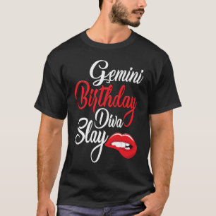 Camiseta Red Lip Impressão Gemini Queen May Girl June BI