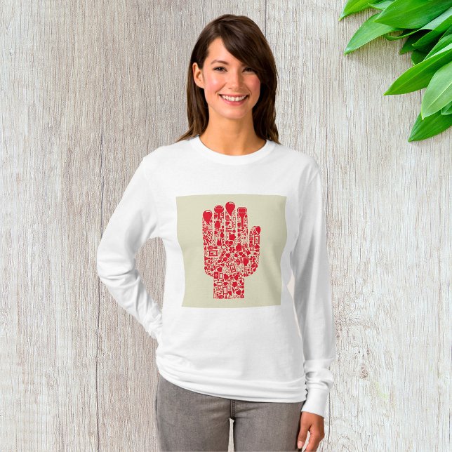 Camiseta Red Medical Hand Symbol Healthcare (Criador carregado)