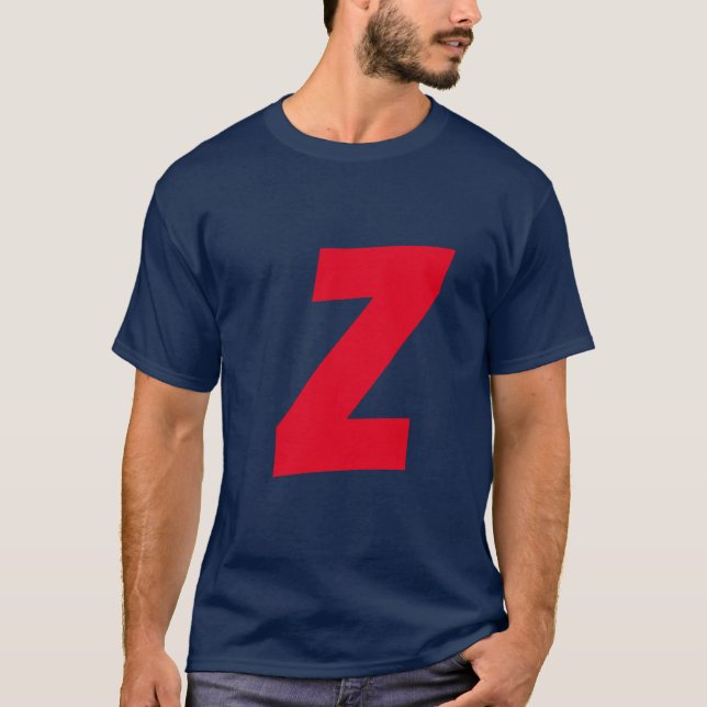Camiseta Red Monogramas iniciais Nome próprio manuscrito Az (Frente)